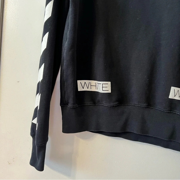 Off White Blue Collar Crewneck Sweater Virgil Abloh Streetwear Logo Small Black - Picture 4 of 13